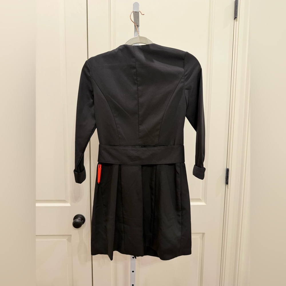 Mac Duggal 55692 Sheath Black Mini Dress Ruffles Plunging V Neck Size 2 NWT - Picture 7 of 8